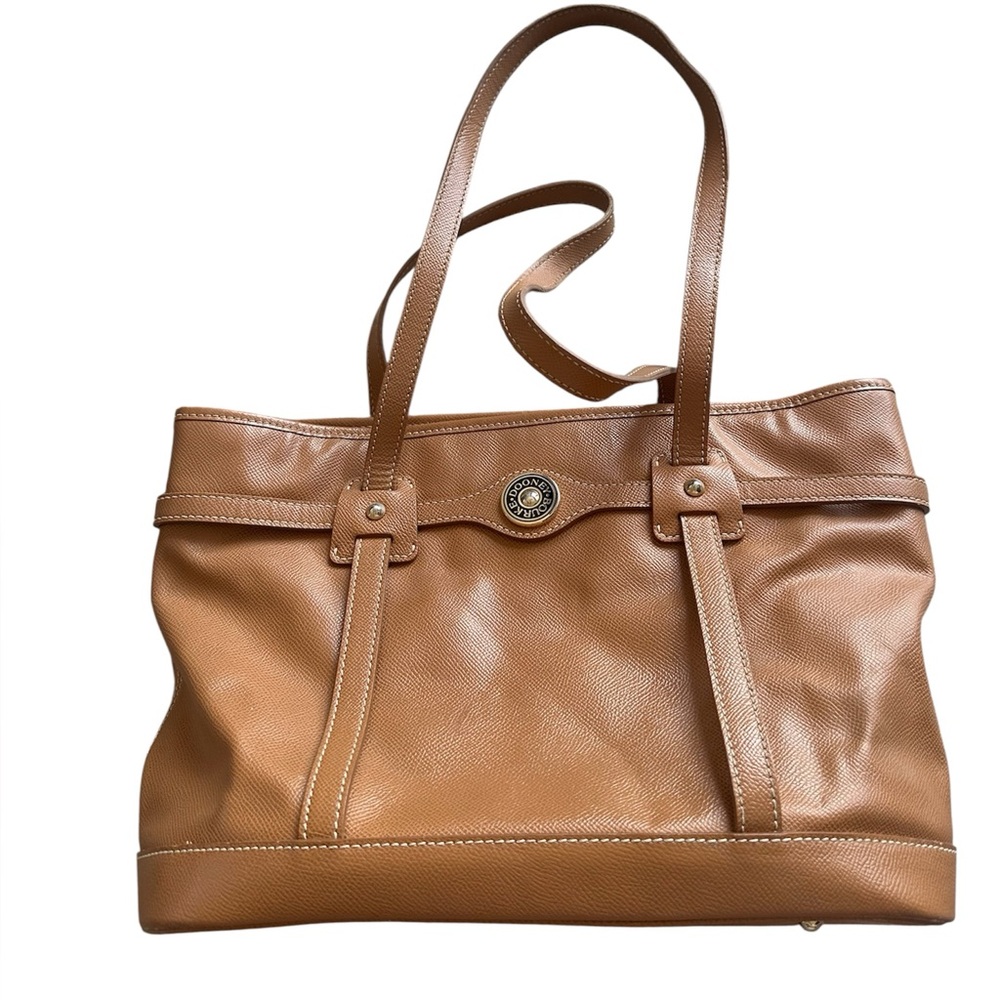Dooney & Bourke Tan Logo Lock Tote HL640 Leather Purse - Picture 3 of 11